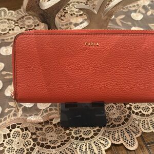Furla Coral Zip-Around Pebbled Leather Wallet